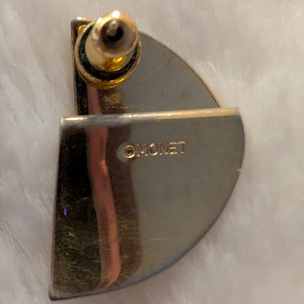 Monet Vintage Geometric Earrings - Picture 3 of 4